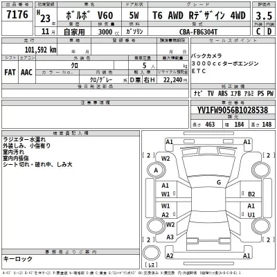 Volvo V60  с аукциона в Японии