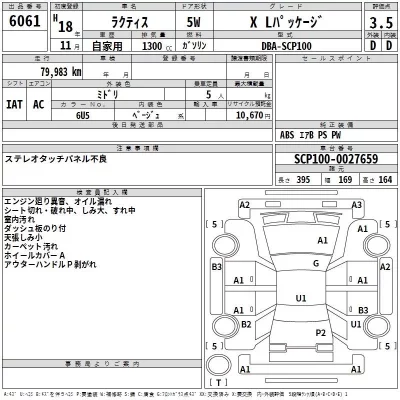Toyota RACTIS  с аукциона в Японии