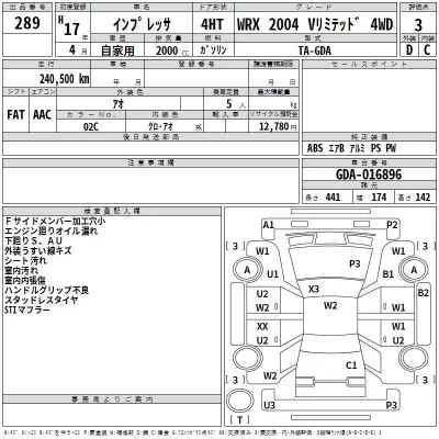 Subaru IMPREZA  с аукциона в Японии