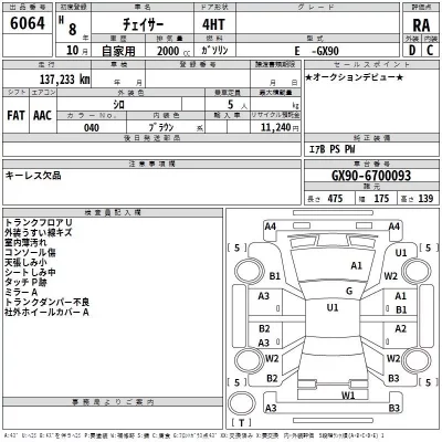 Toyota CHASER  с аукциона в Японии