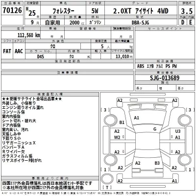 Subaru FORESTER  с аукциона в Японии