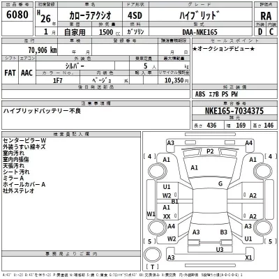Toyota COROLLA AXIO  с аукциона в Японии