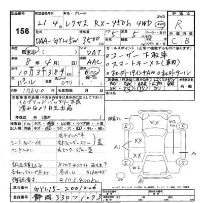 Lexus RX  с аукциона в Японии