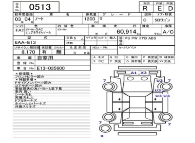 Nissan NOTE  с аукциона в Японии