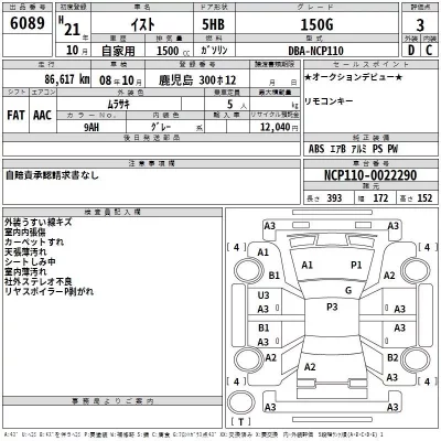 Toyota IST  с аукциона в Японии