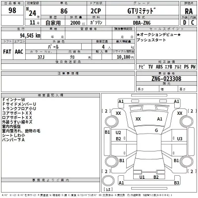 Toyota 86  с аукциона в Японии