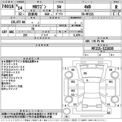 Suzuki MRWAGON  с аукциона в Японии