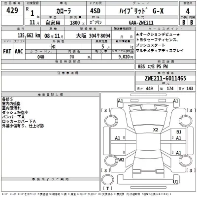 Toyota COROLLA  с аукциона в Японии