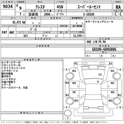 Toyota CRESTA  с аукциона в Японии