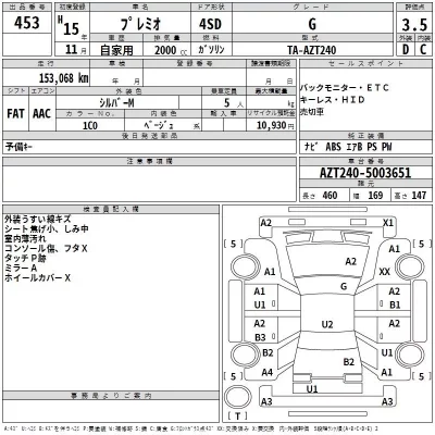 Toyota PREMIO  с аукциона в Японии