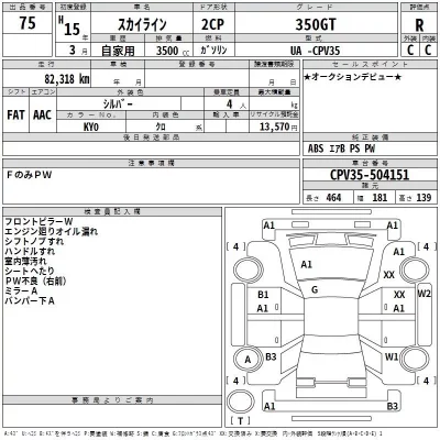 Nissan SKYLINE  с аукциона в Японии