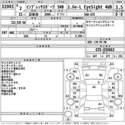 Subaru IMPREZA  с аукциона в Японии