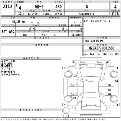 Toyota COROLLA  с аукциона в Японии