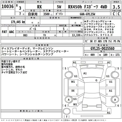 Lexus RX  с аукциона в Японии