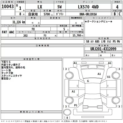 Lexus LX  с аукциона в Японии