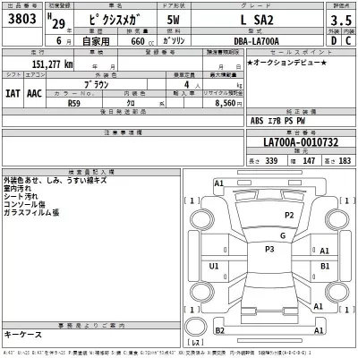 Toyota PIXIS MEGA  с аукциона в Японии