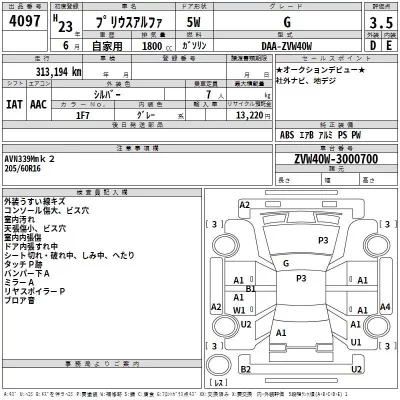 Toyota PRIUS ALPHA  с аукциона в Японии