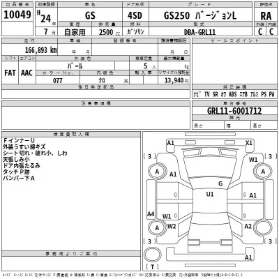 Lexus GS  с аукциона в Японии