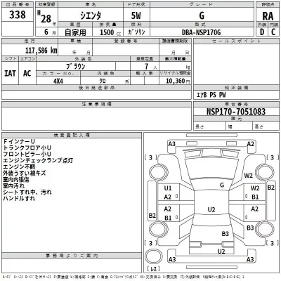 Toyota SIENTA  с аукциона в Японии