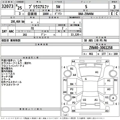 Toyota PRIUS ALPHA  с аукциона в Японии