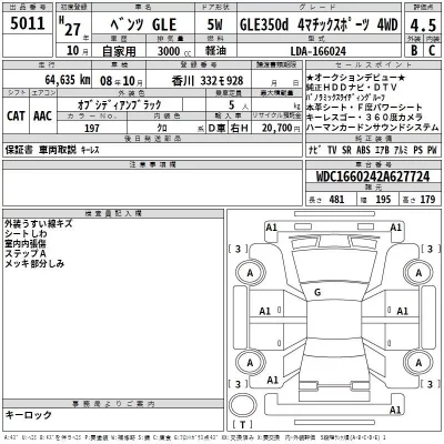 Mercedes-Benz GLE-Class  с аукциона в Японии