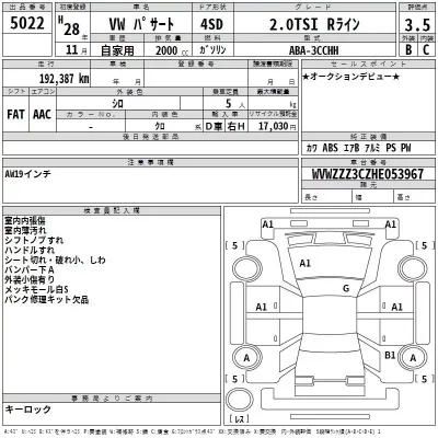 Volkswagen PASSAT  с аукциона в Японии
