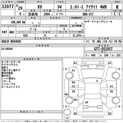 Subaru XV  с аукциона в Японии