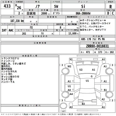 Toyota NOAH  с аукциона в Японии