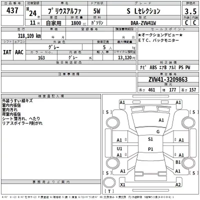 Toyota PRIUS ALPHA  с аукциона в Японии