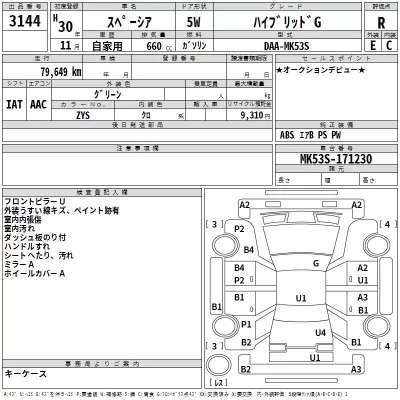 Suzuki SPACIA  с аукциона в Японии