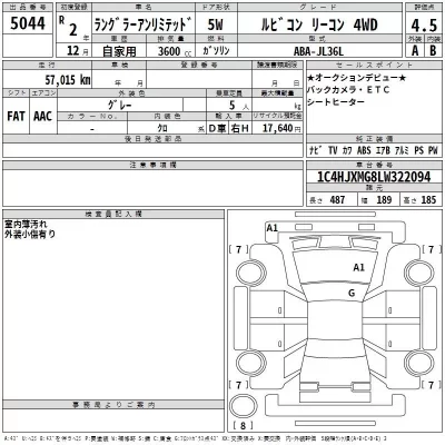 Chrysler JEEP WRANGLER  с аукциона в Японии