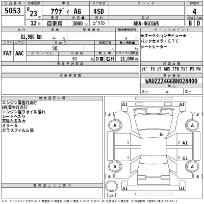 Audi A6  с аукциона в Японии