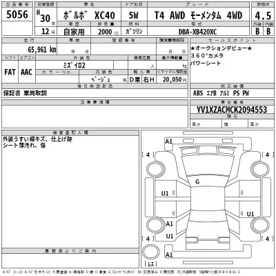 Volvo XC40  с аукциона в Японии