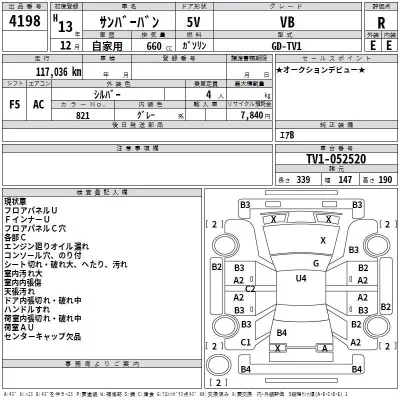 Subaru SAMBAR  с аукциона в Японии