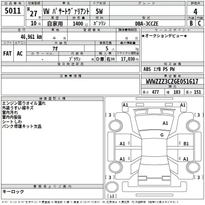 Volkswagen PASSAT VARIANT  с аукциона в Японии