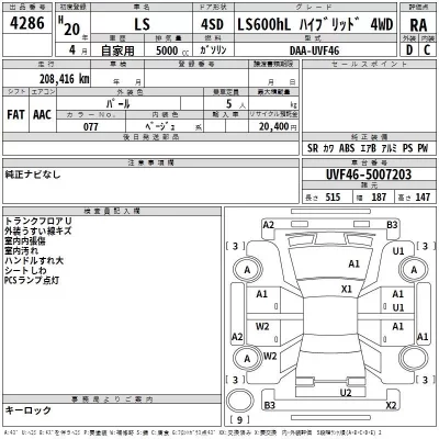 Lexus LS  с аукциона в Японии