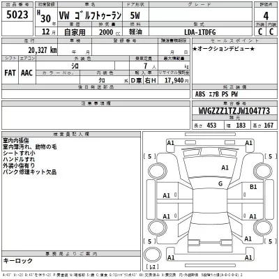 Volkswagen GOLF TOURAN  с аукциона в Японии