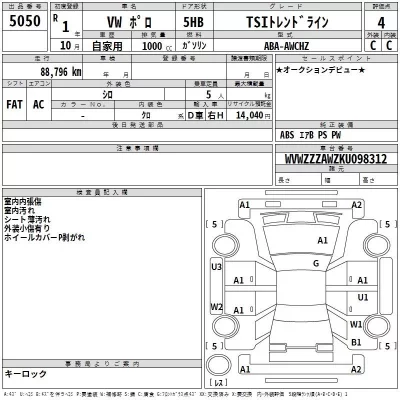 Volkswagen POLO  с аукциона в Японии