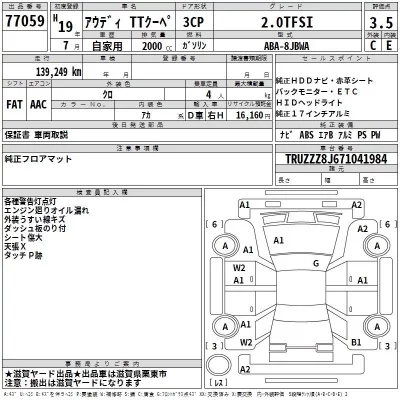 Audi TT  с аукциона в Японии