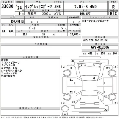 Subaru IMPREZA  с аукциона в Японии