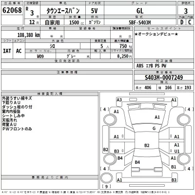Toyota TOWN ACE VAN  с аукциона в Японии