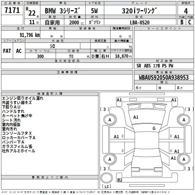 BMW 3-Series  с аукциона в Японии