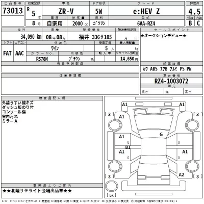 Honda ZR-V  с аукциона в Японии