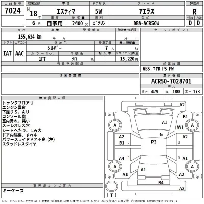 Toyota ESTIMA  с аукциона в Японии