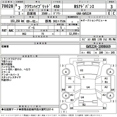 Toyota CROWN  с аукциона в Японии
