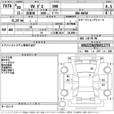 Volkswagen POLO  с аукциона в Японии