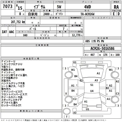 Toyota IPSUM  с аукциона в Японии
