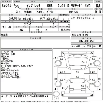 Subaru IMPREZA  с аукциона в Японии