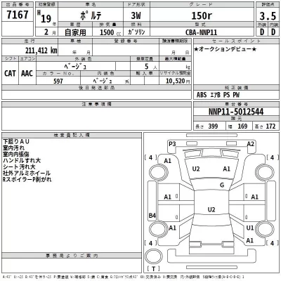 Toyota PORTE  с аукциона в Японии
