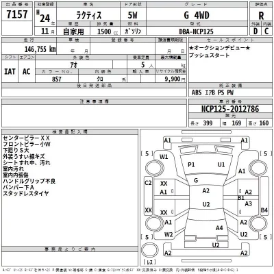 Toyota RACTIS  с аукциона в Японии